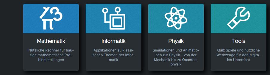 Bildbeschreibung: Übersicht der Bereichen in den MintApps